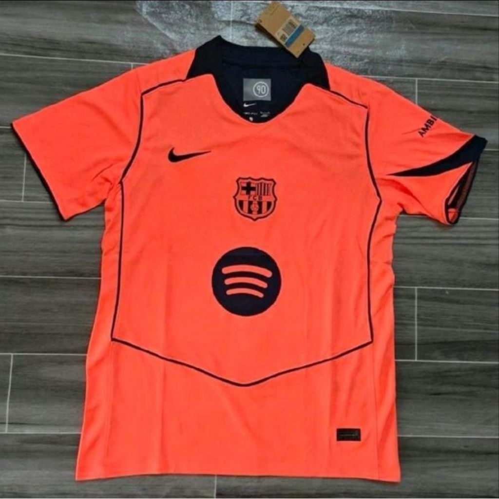 Jersey Kaos Baju Sepak Bola Barca Barka Barce Barcelona Home Away 3rd Third Oren Orange Big Size Uku