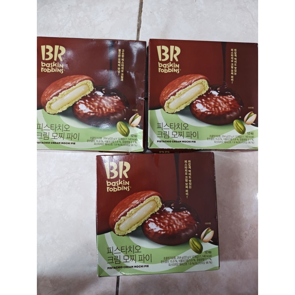 

Pistachio Cream Mochi Pie (12Pcs) Baskin Robbins Asli Korea Selatan