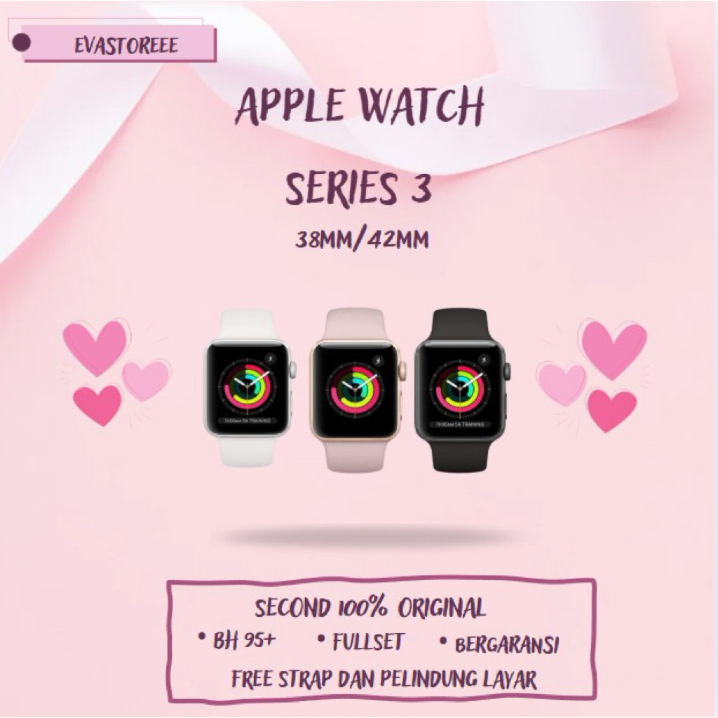 Apple Watch/iWatch Series 3/S3 38MM/42MM Second 100% Original Fullset Bergaransi Ex internasional
