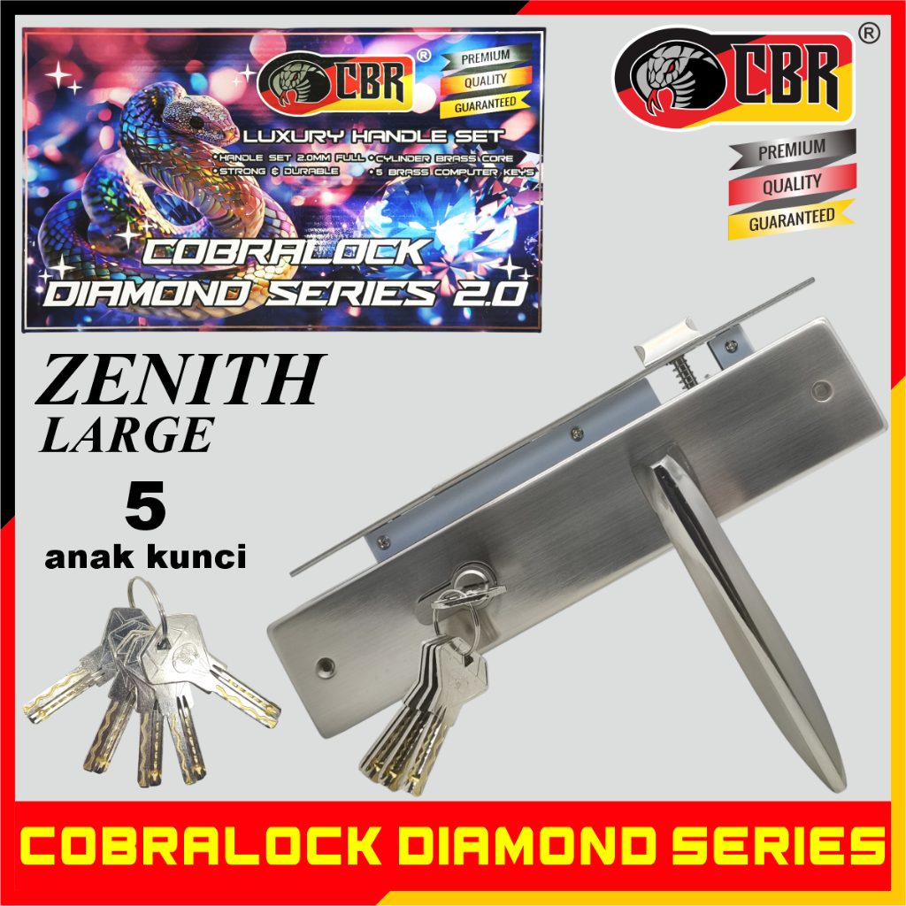CBR COBRALOCK DIAMOND SERIES Handle Pintu / Kunci Pintu Rumah Diamond Series Tebal 2.0mm Zenith Larg