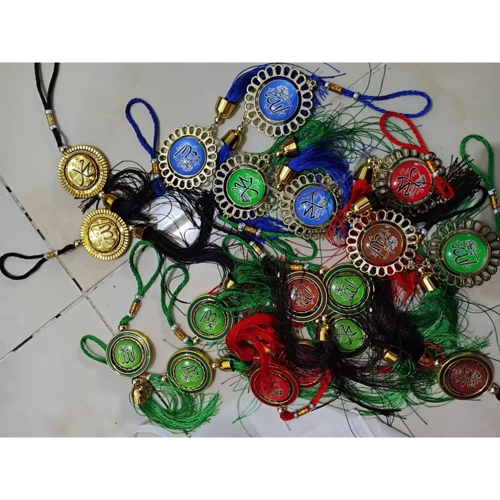 hiasan kaca spion mobil gantungan cop kaca lafal ALLAH MUHAMMAD