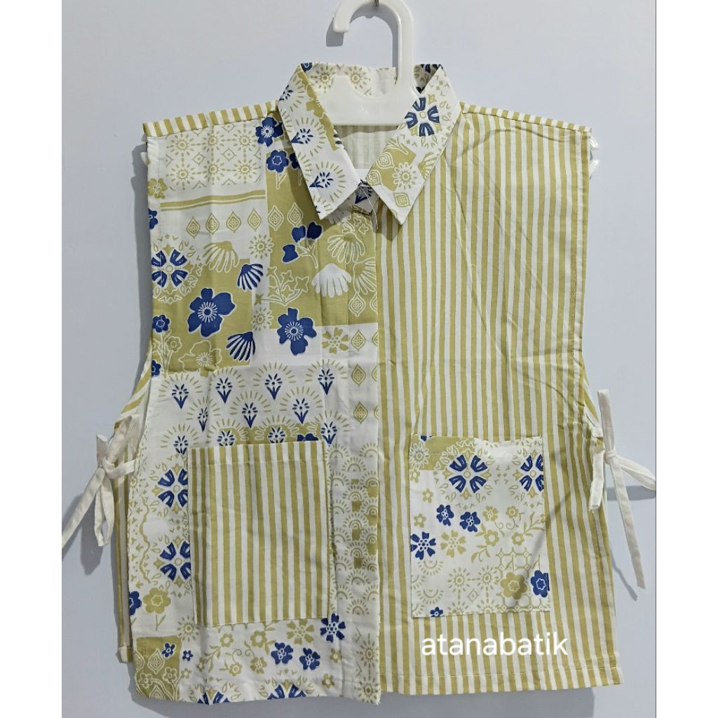 Vest batik model kerah kekinian motif salur