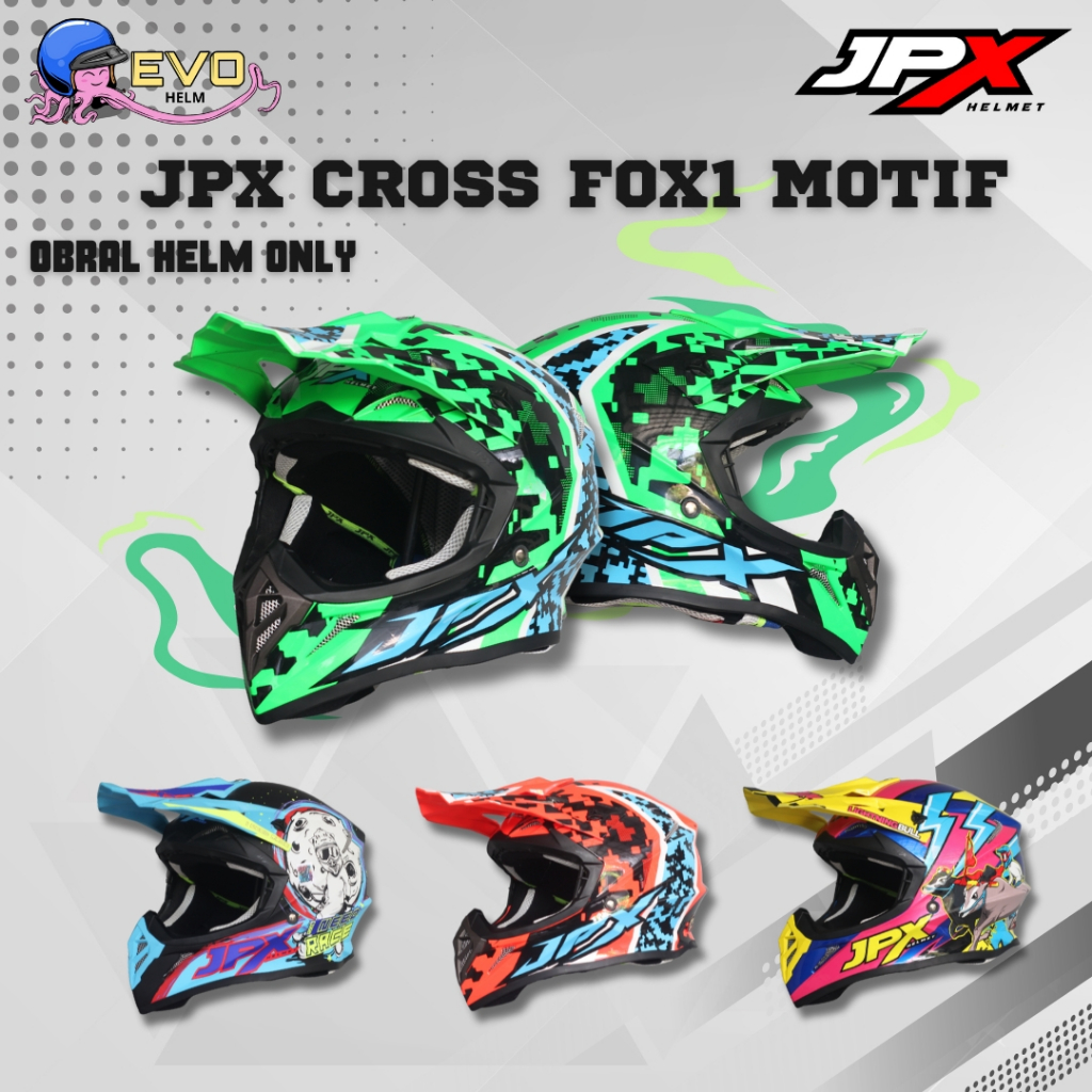 HELM JPX CROSS FOX1 MOTIF SERI X20 - SERI X29 ORIGINAL (SNI - DOT) PROMO SPESIAL DISKON XTRA OBRAL