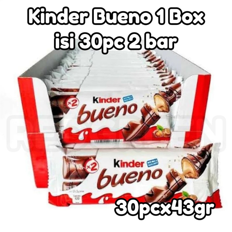 

Kinder Bueno 1 box = 30 pcs x 43 gram Snack Prmeium Italy Import ED Des 2024