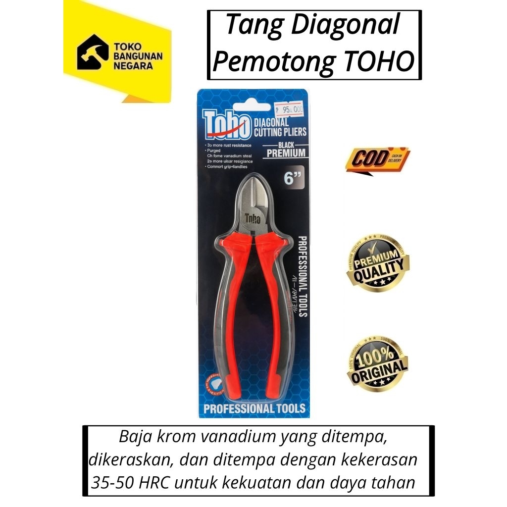 Tang Diagonal Pemotong TOHO | Diagonal Cutting Pliers Black Premium TOHO | TOHO Professional Tools