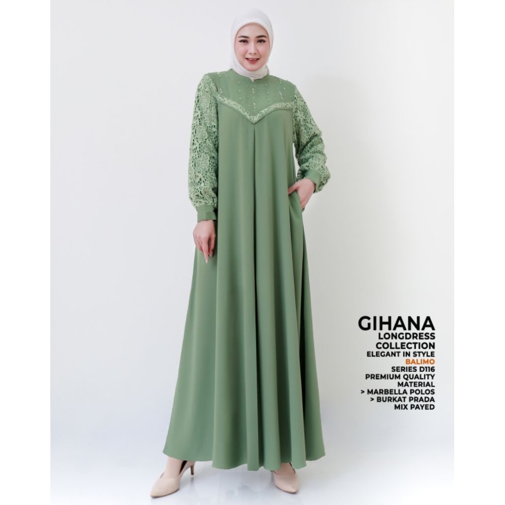 gamis gihana balimo terbaru /gamis marbella polos brukat parada mix payet/gamis balimo ori