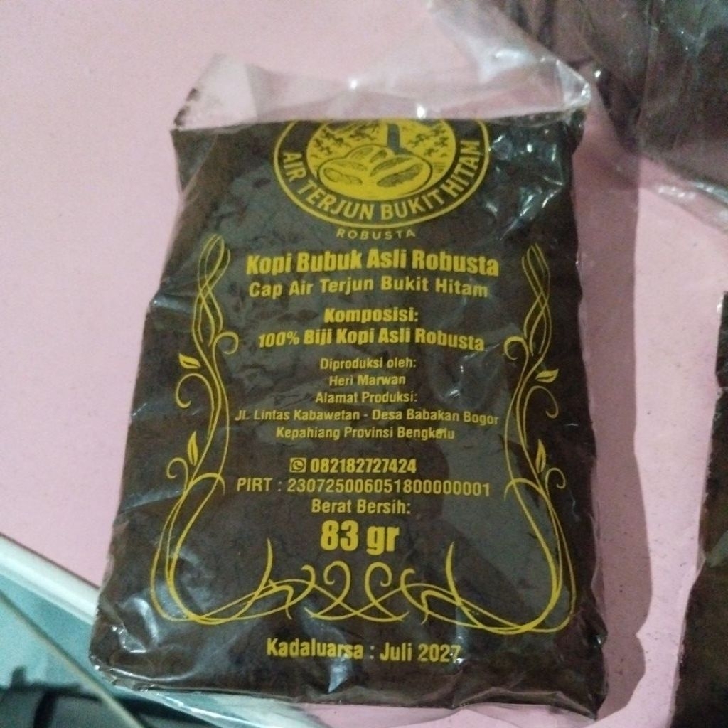 

Kopi bubuk Robusta Murni cap Air Terjun Bukit Hitam 83 gr