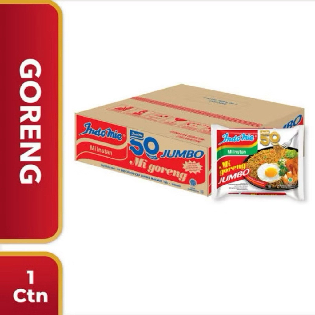 

Indomie Goreng JUMBO Berbagai varian| 1 karton isi 24bungkus