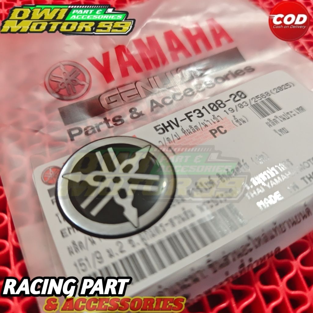 EMBLEM PANEL TAMENG DEPAN THAILAND MIO SPORTY SMILE SILVER ORIGINAL YAMAHA 5VV-F3108-20