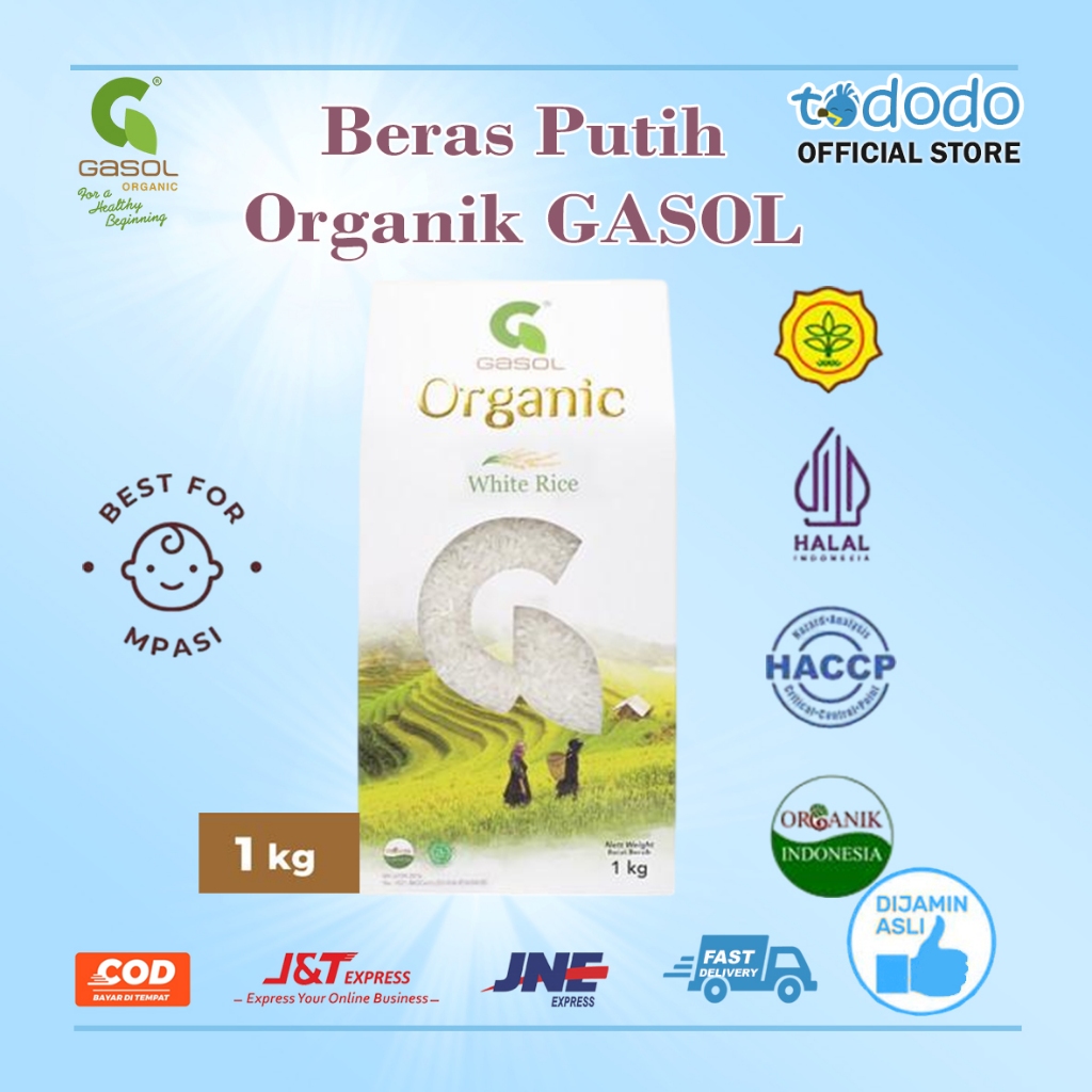 

Gasol Beras Organik Putih 1Kg Non-GMO Gluten-Free