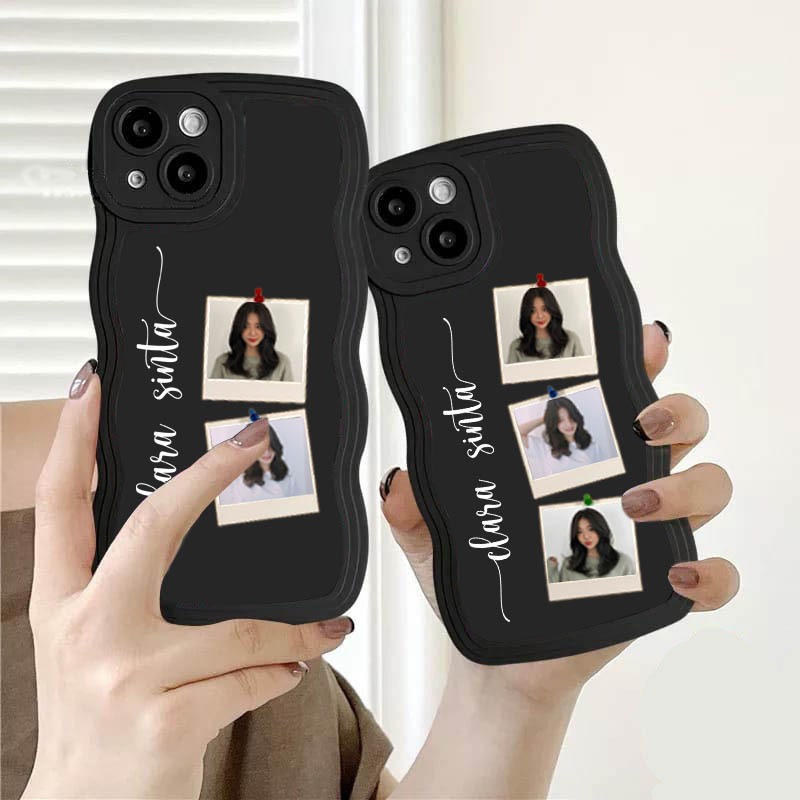 Custom Nama + Foto Gelombang [For Oppo/Vivo/Realme/Xiaomi/Iphone/Samsung/Infinix/] Case Hp Custom - 