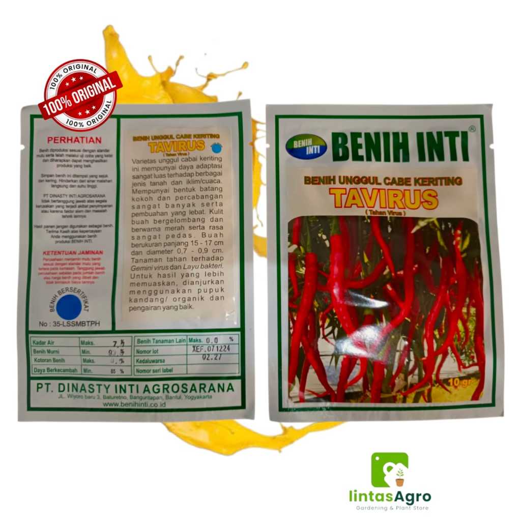 Benih Unggul Cabe Keriting TAVIRUS ( Tahan Virus ) 10gr Benih Inti - Tahan layu dan antraknosa