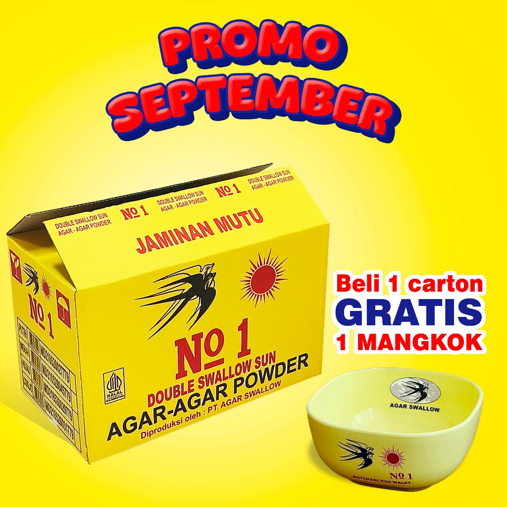 

AGAR SWALLOW NO.1 DSS 1 Karton isi 24 Box | PROMO SEPTEMBER selengkapnya di deskripsi