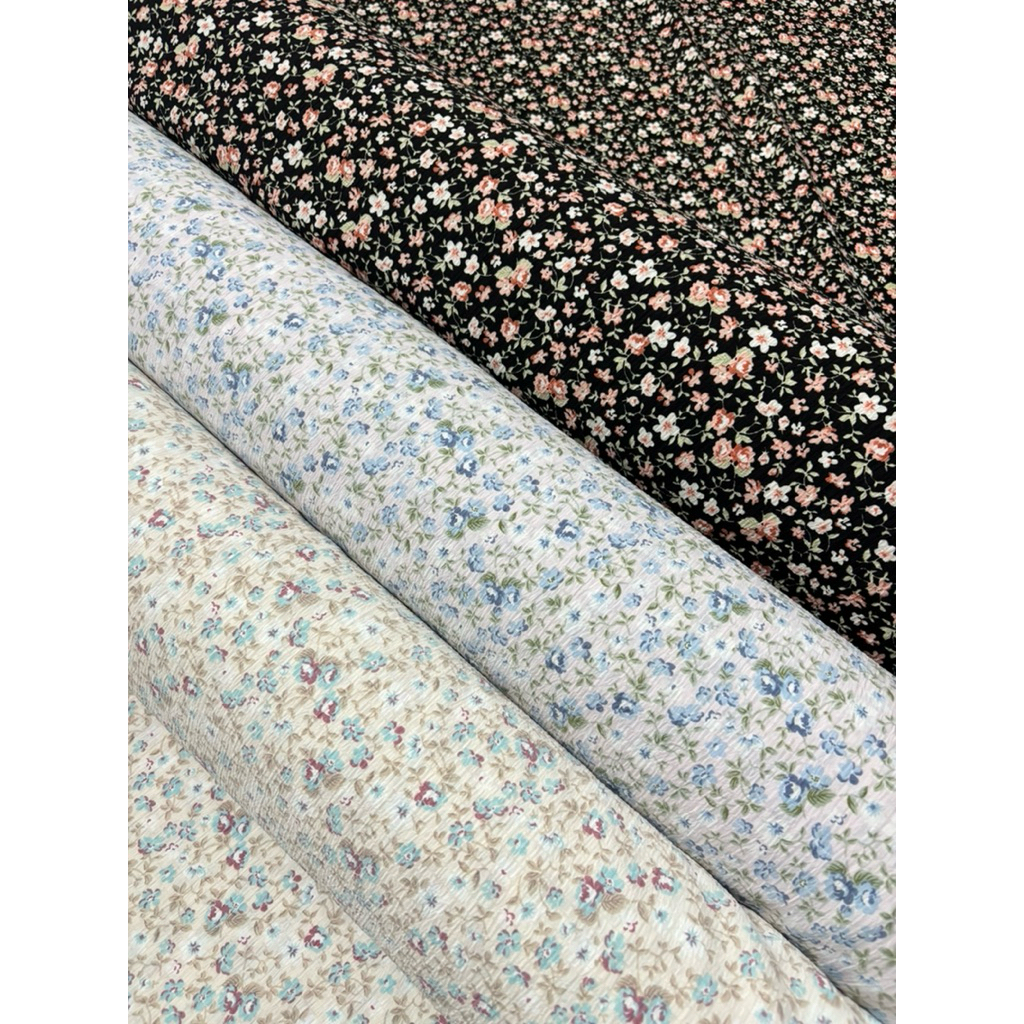 KAIN CRINGKLE MOTIF BUNGA ROSE DAISY