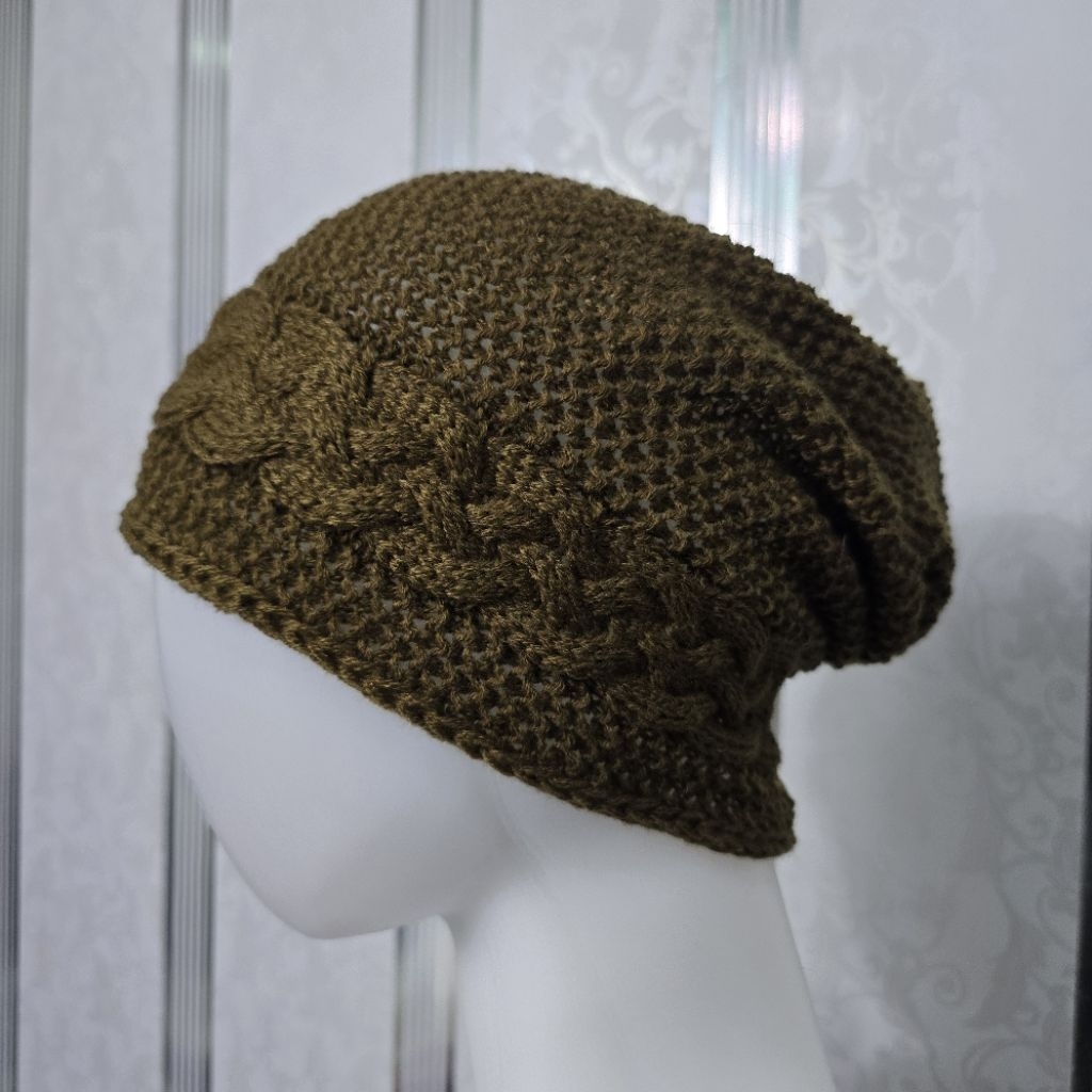 Turban rajut wanita kupluk rajut nenek sosialita