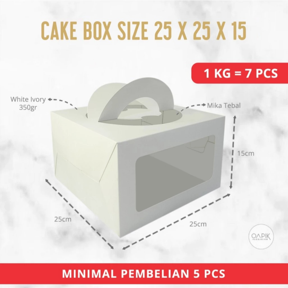 Cake Box Handle 25x25x15 , Dus Kue Besar, Box Kue Tebal, Dus Kue 25x25