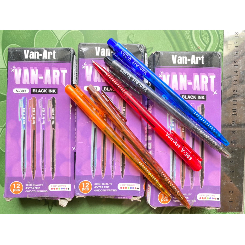 

1pak/ 12pcs pen klik/ cetek || ballpoint van art/ pena/ pulpen/ bolpen