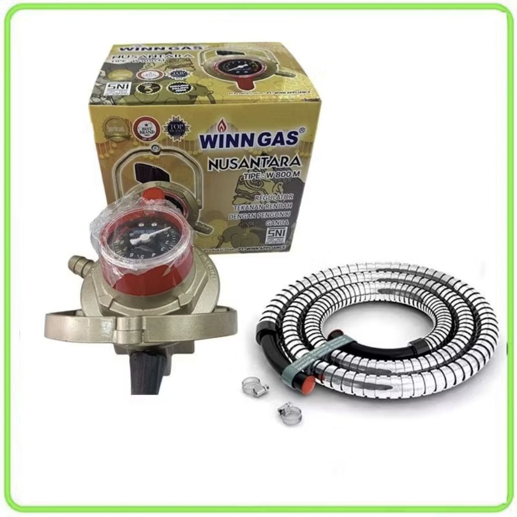WINN GAS W-800M NUSANTARA REGULATOR GAS TEKANAN RENDAH PAKET SELANG FLEKSIBEL