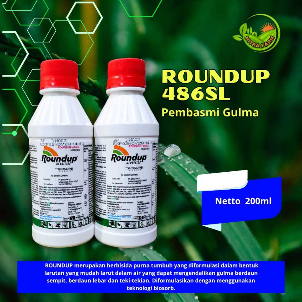 Roundup Pembasmi Rumput 200ml-Roundup Herbisida 200ml-Pembasmi Rumput Ampuh Roundup 200ml
