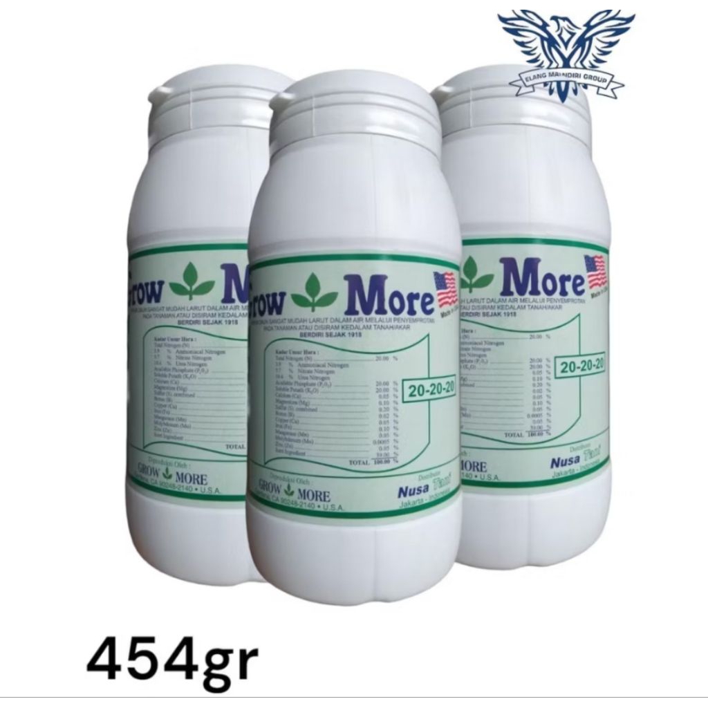 Pupuk GROWMORE  NPK  20-20-20 Seimbang 445GR Grow More