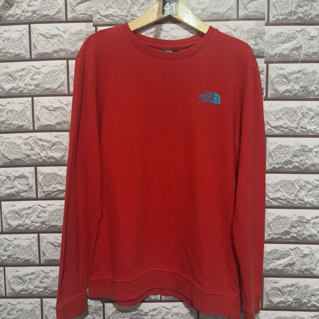 The North Face Merah Muda - Logo Biru (Crewneck)
