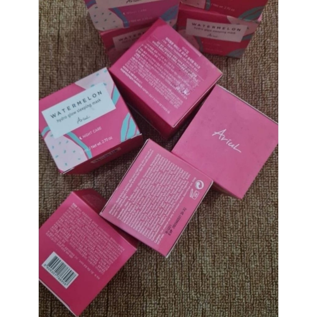 sociolla ariul watermelon hydro glow sleeping mask 80gr exp21.03. 2026 dan 25ml bentuk pouch