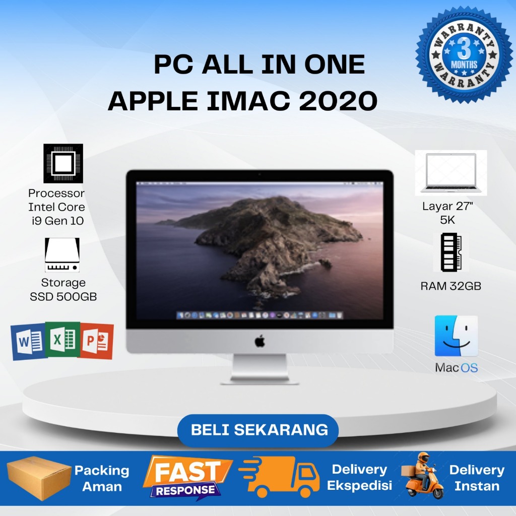 Apple iMac 2020 i9 27in Retina 5K Second Intel i9 10 Core 3.6GHz RAM 32Gb SSD 500Gb VGA 8Gb Retina5K