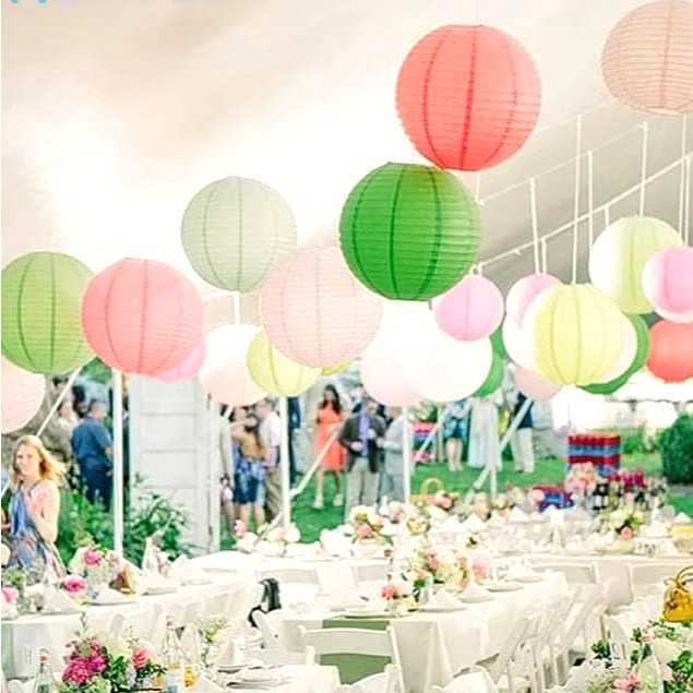 Lampion Kertas Polos / Lampion Bulat Kertas Warna Warni / Lampion Pesta / Lampion Gantungan 20Cm