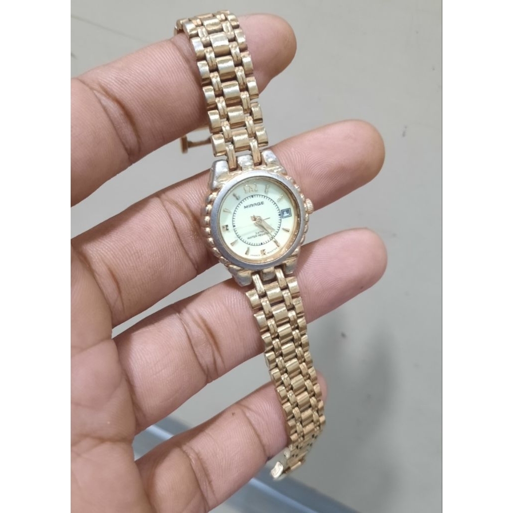 Jam tangan wanita mirage ori rantai gold masih bagus murah