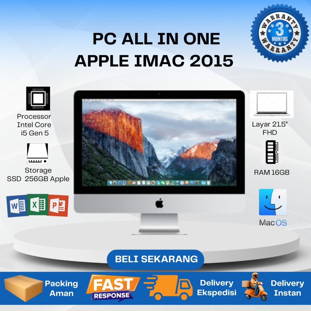 iMac 2015 Slim 21 inch Intel i5 RAM 16Gb SSD NVMe 256Gb Apple FHD Second Original