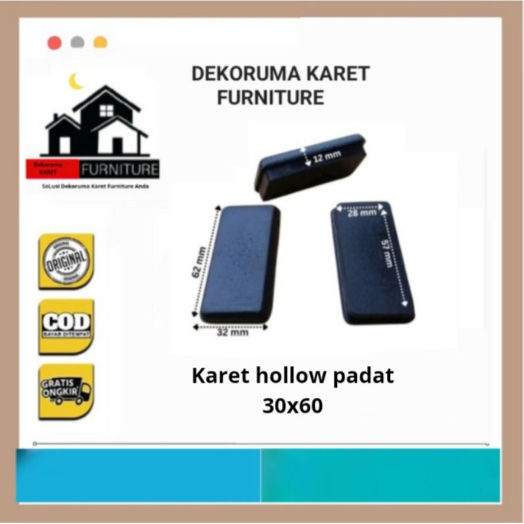 Karet Hollow 3x6 Kaki Kursi Meja Tutup Hollow Holo Kotak