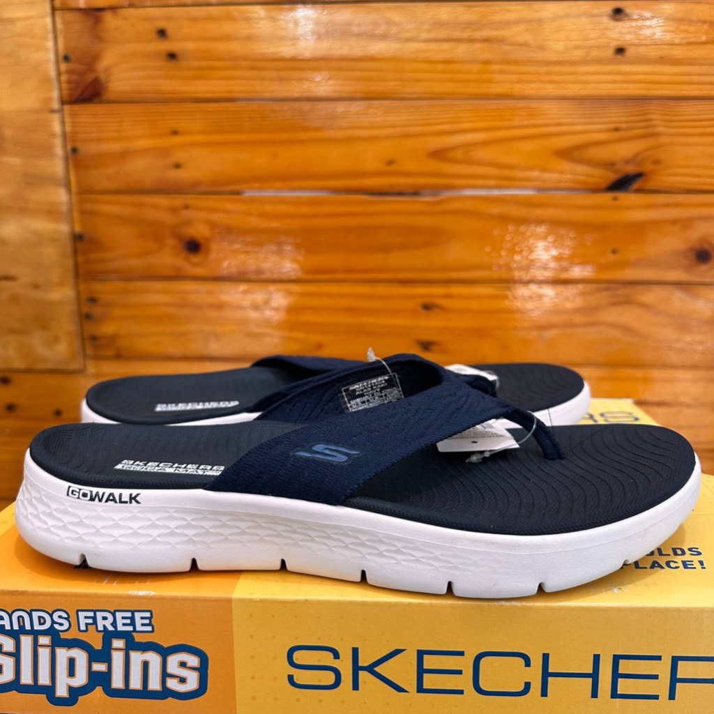 SANDAL JEPIT NYAMAN SKECHERS WANITA SKECHERS SANDAL GO WALK FLEX 141404 NAVY WHITE NO BOX SENDAL KAR