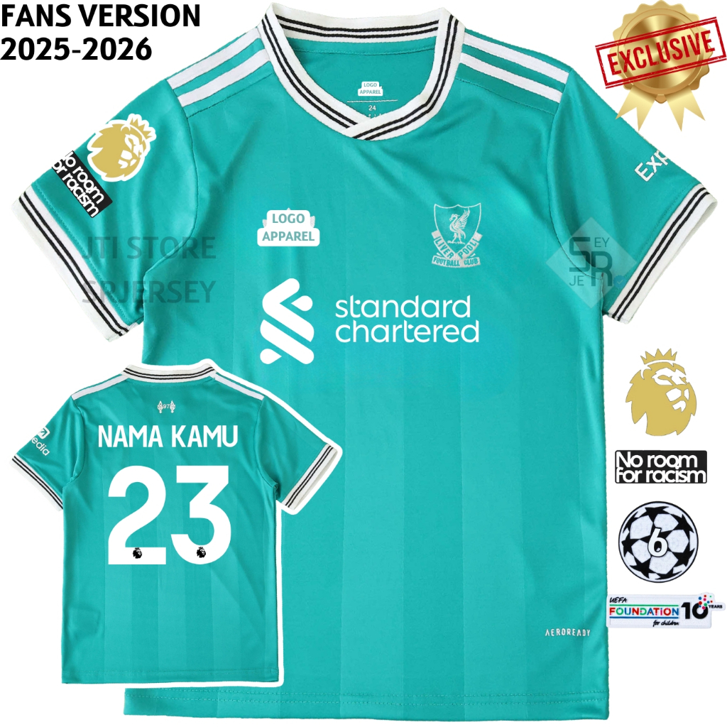 Jersey Lvrpl 3RD 2025 2026 Baju Bola Third Hijau Ijo Fans Pasang Custom Sablon Nama Nomor Punggung N