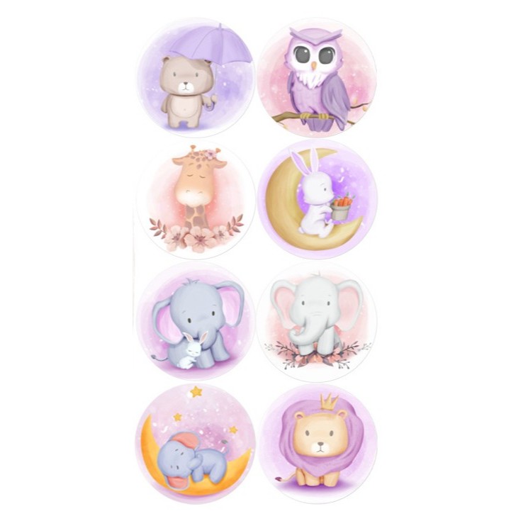 

50pcs Cute ANIMAL PURPLE Seal Sticker Stiker Online Shop Packaging Segel Packing Lucu