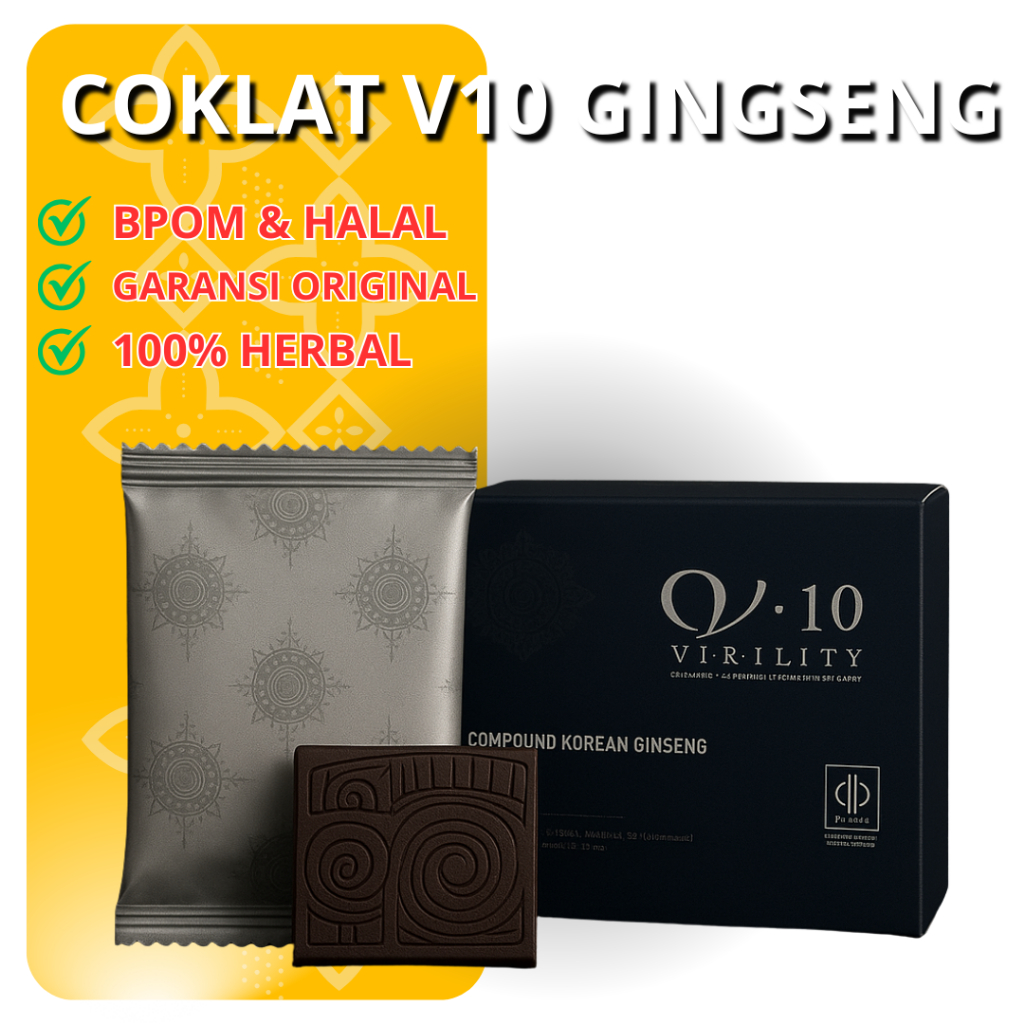 

Coklat V10 Ginseng | 1Box Coklat Vten | Coklat Original Gingseng Untuk Pria dan Wanita