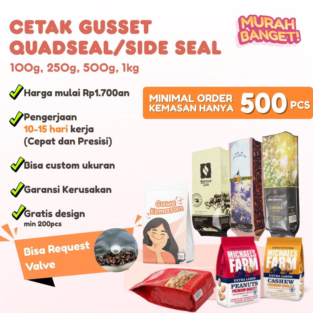 

GUSSET MOQ 500 FULL COLOR PRINT CETAK KEMASAN CUSTOM