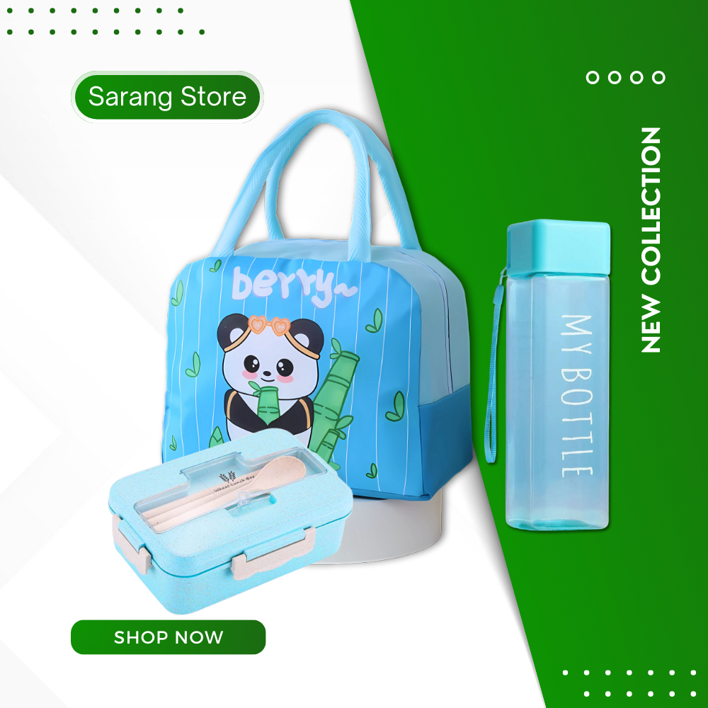 Kotak Bekal Tempat Makan Anak Sekolah Perempuan Laki Laki TK SD Lunc Box Set Botol Minum Anti Tumpah