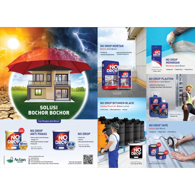 No Drop Nodrop 1 Kg Cat Dinding Cat Tembok Cat Pelapis Anti Bocor Warna Lengkap Kemasan 1 Kg