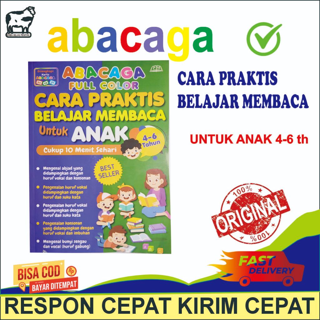 Buku Abacaga Cara Praktis Belajar Membaca Anak