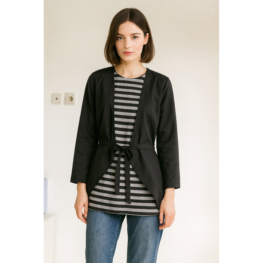 Masayu Batik - Blouse Batik Wanita Atasan Combinasi Lurik ATBM