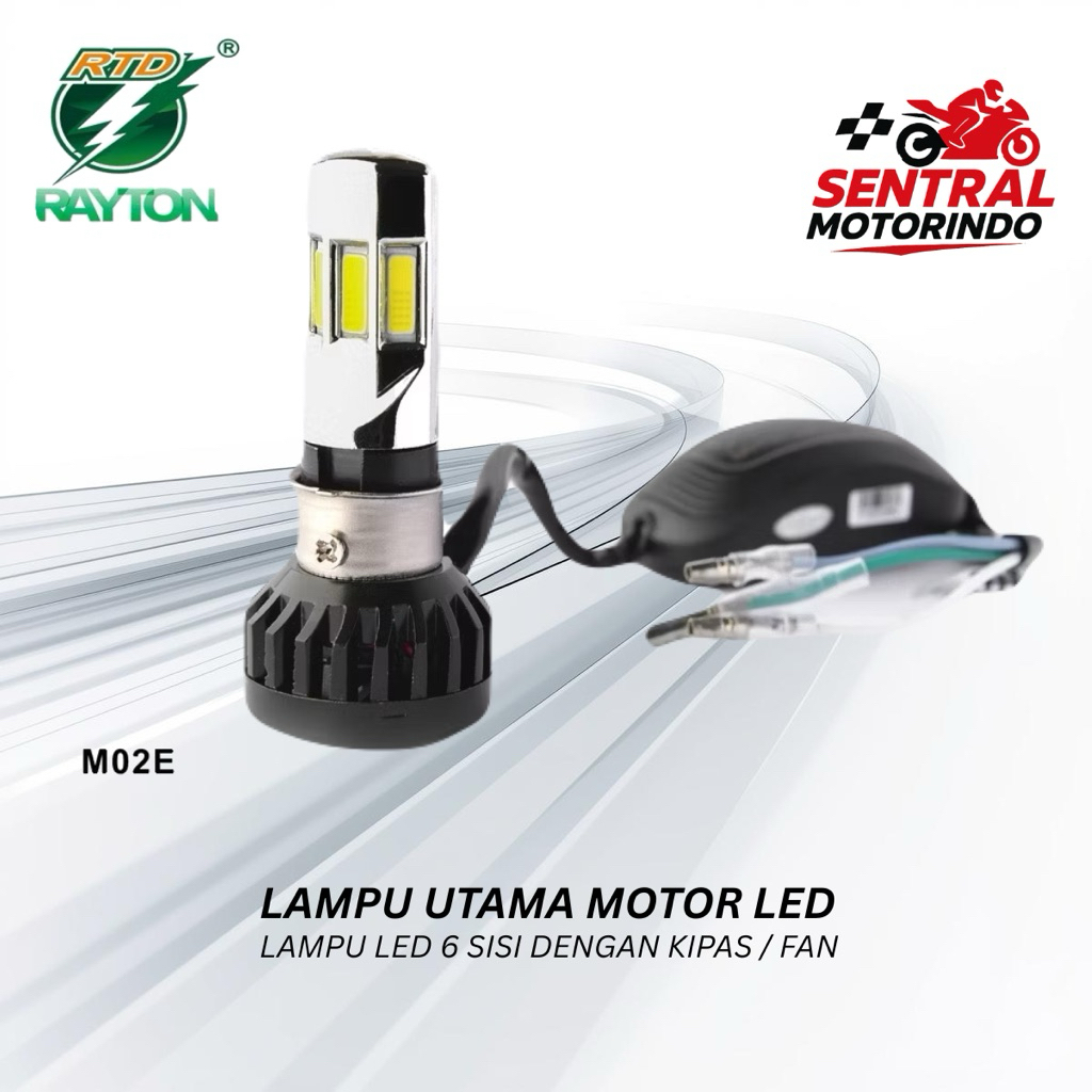 Lampu Motor LED RTD Rayton M02E 6 Sisi Warna Putih Dengan Kipas Original
