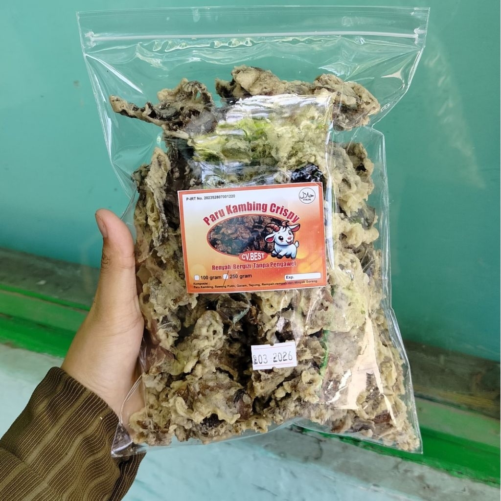 Keripik Paru Kambing  crispy 250gr paru goreng enak gurih