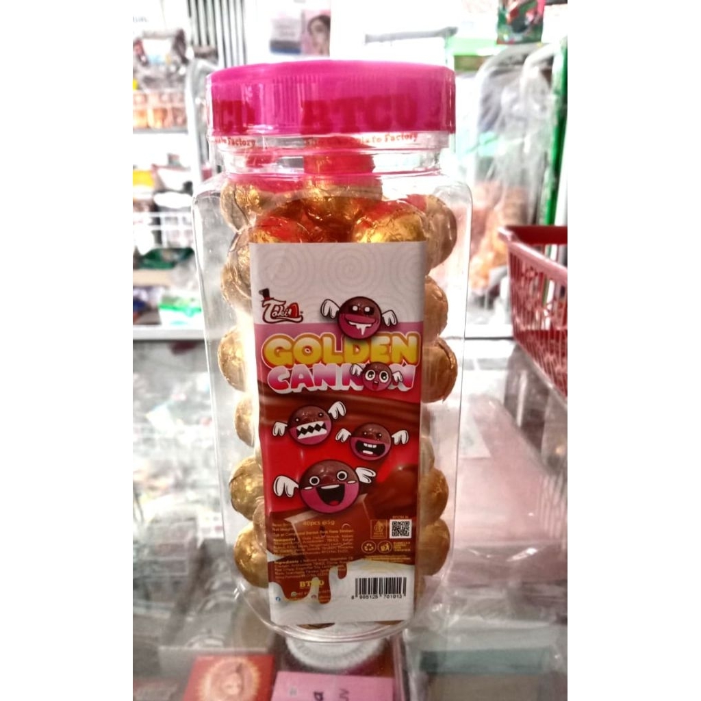 

Golden permen coklat bola isi 40 satu toples