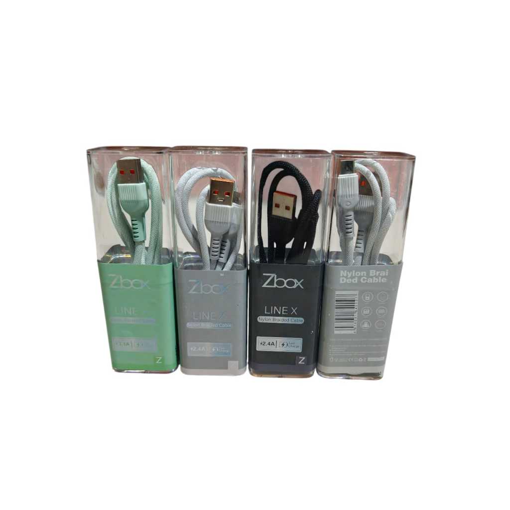ZBOX Line X Kabel Charger Casan HP Tipe C dan Micro USB Warna Warni Box Mika Braided Kabel