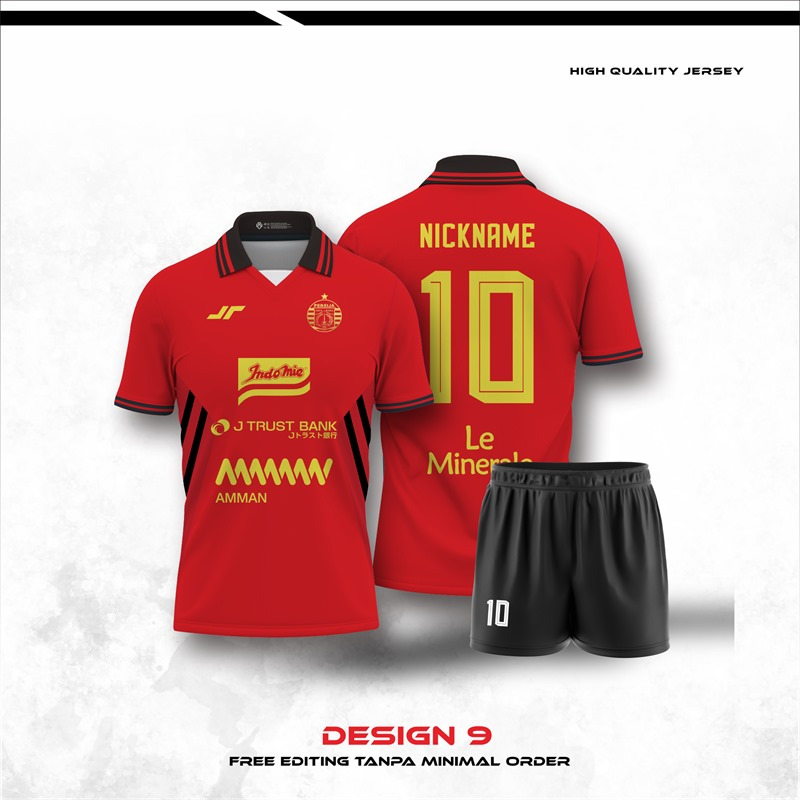 Jersey Sepak Bola Persija 2025 Dry Fit Custom || Jersey Persija Home 2025 Custom Nama Nomor