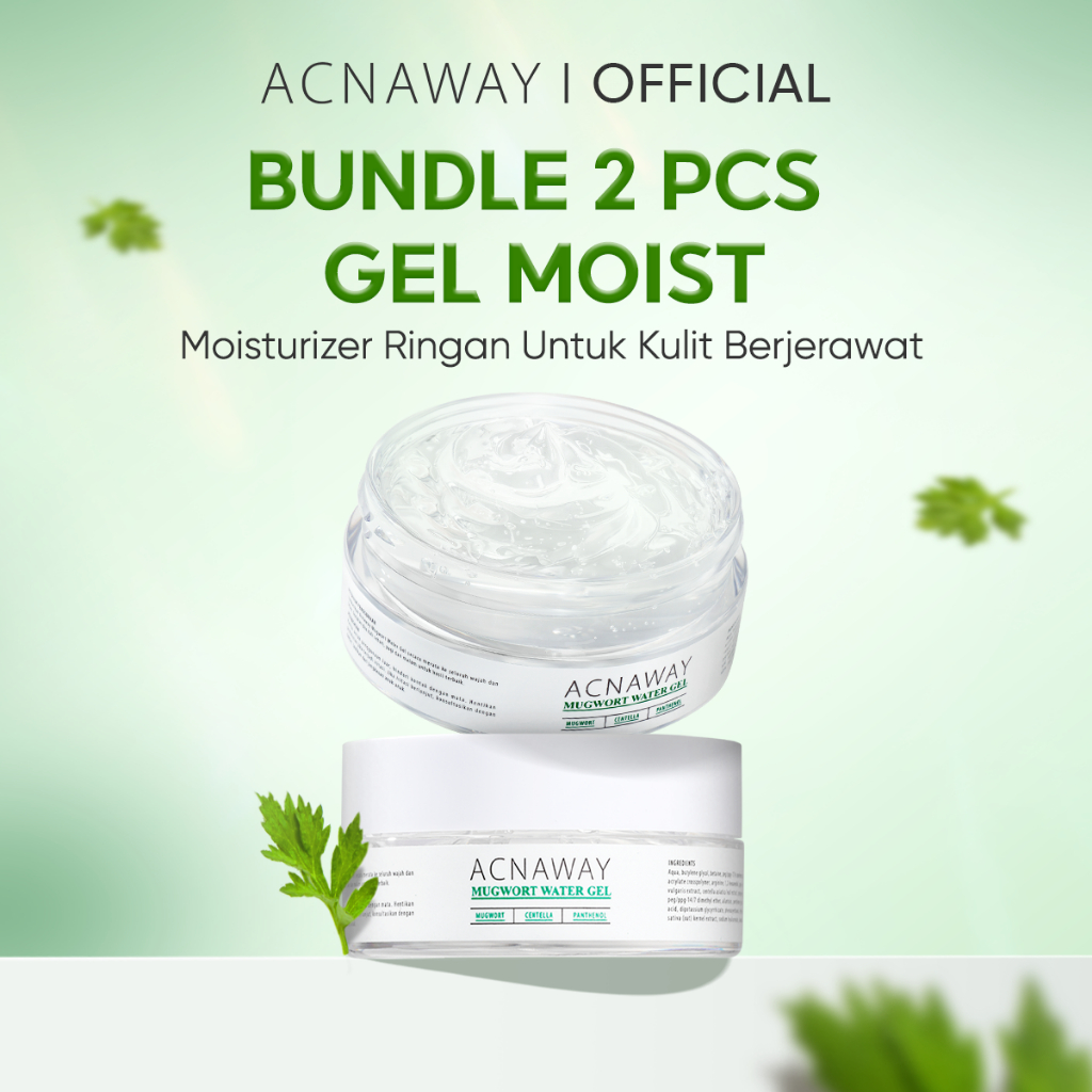 ACNAWAY 2PCS Mugwort Water Gel Moisturizer - Moisture Gel Pelembab Wajah Untuk Kulit Berjerawat Acne