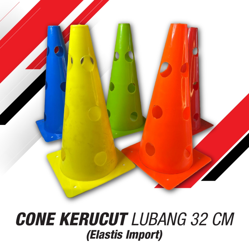 Cone Kerucut elastis berlubang tinggi 32 cm untuk alat training olahraga