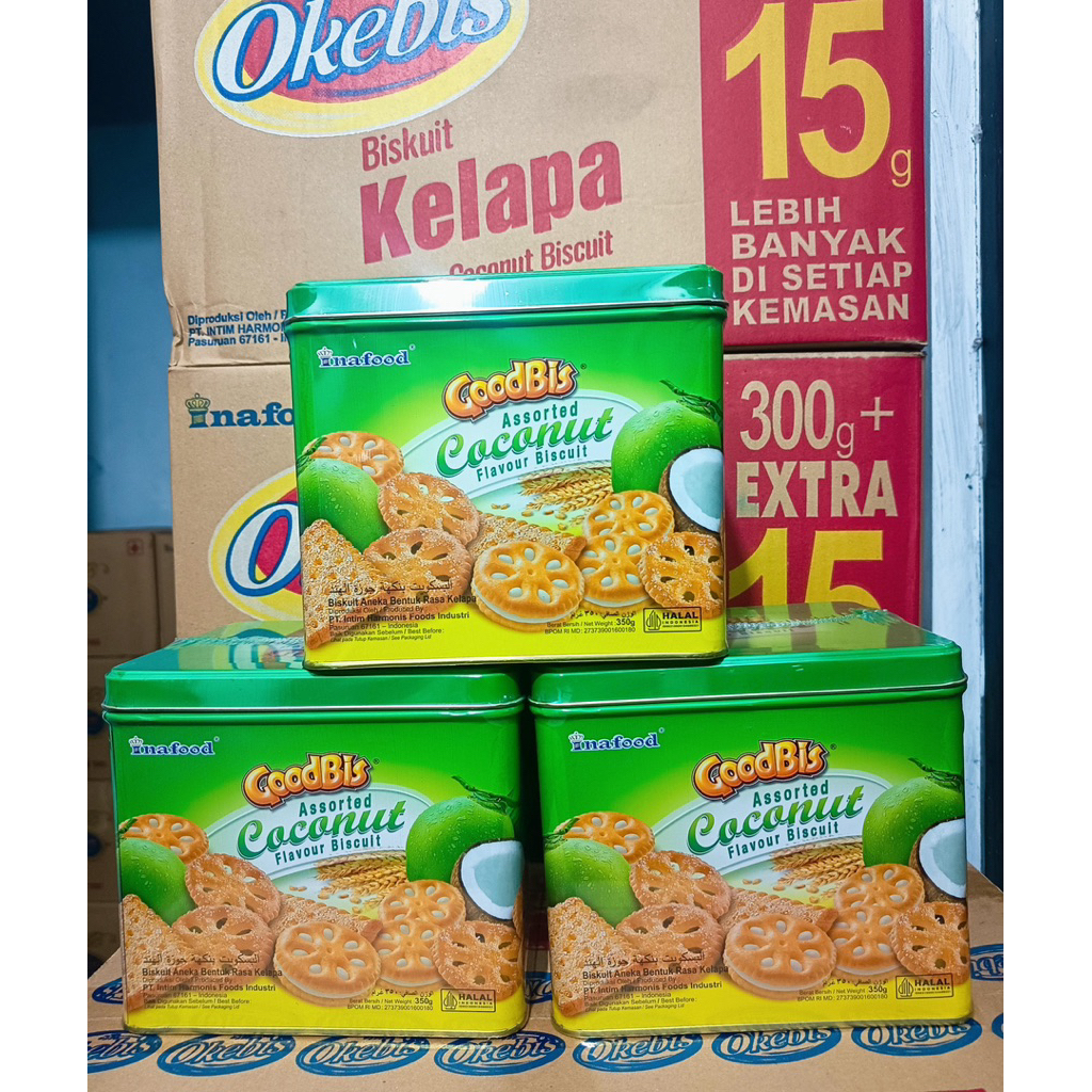 Biskuit Kaleng Inafood Goodbis Assorted Coconut 350gr 1 Dus isi 6