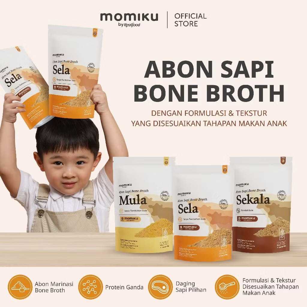 

Realfood MULA , SELA , SEKALA Momiku Abon Bone Broth Mpasi BB Booster Asli Daging Sapi Mpasi Bayi & Anak Sehat Bergizi