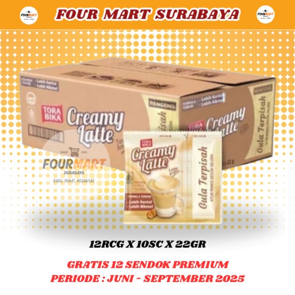 

( Gratis Sendok ) KARTON / DUS Torabika Creamy Latte - Kopi Promo 10 Sachet/1 Renteng Torabika Creamy Latte + Gratis 1 Sendok